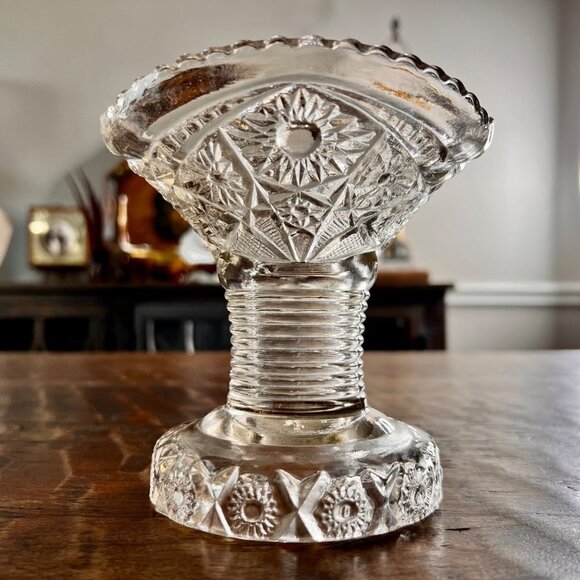 Vintage McKee Glass Concord Punch Bowl Stand, Vase, Candle Holder - Picture 8 of 8